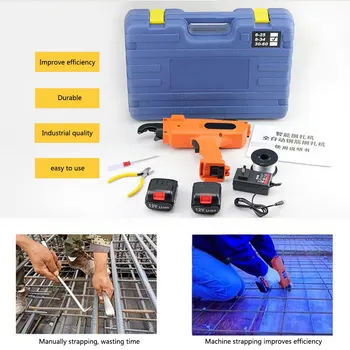 

12V Rebar Tier Binding Machine Automatic 8-34mm Rebar Tying Machine Cordless Wire Lithium Battery Suitcase