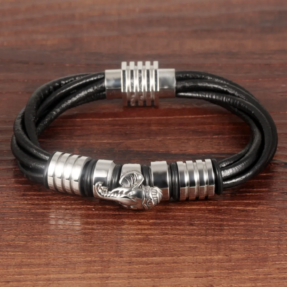 Hot Elephant Leather Bracelet Men Vintage Fashion Male Stainless Hot Elephant Leather Bracelet Men Vintage Fashion Male Stainless Steel Multilayer Rope Hair Bangles In Wrap Bracelets From