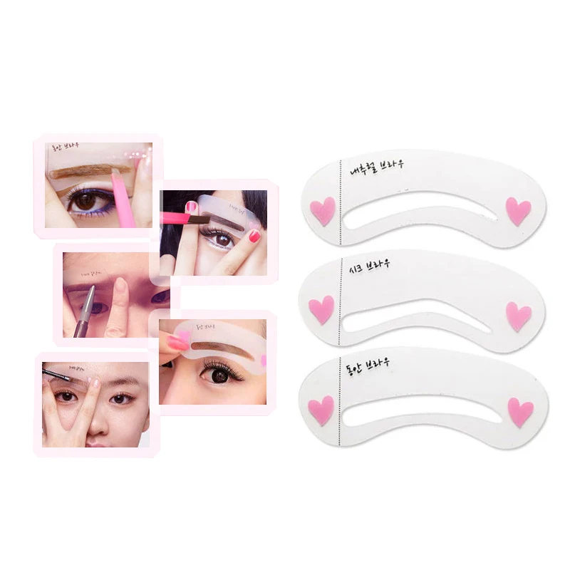

3 Pcs/Pack Popular Clear Durable Eyebrow Drawing Template Assistant Card Brow Models Make-Up Stencil Brand New Arrive
