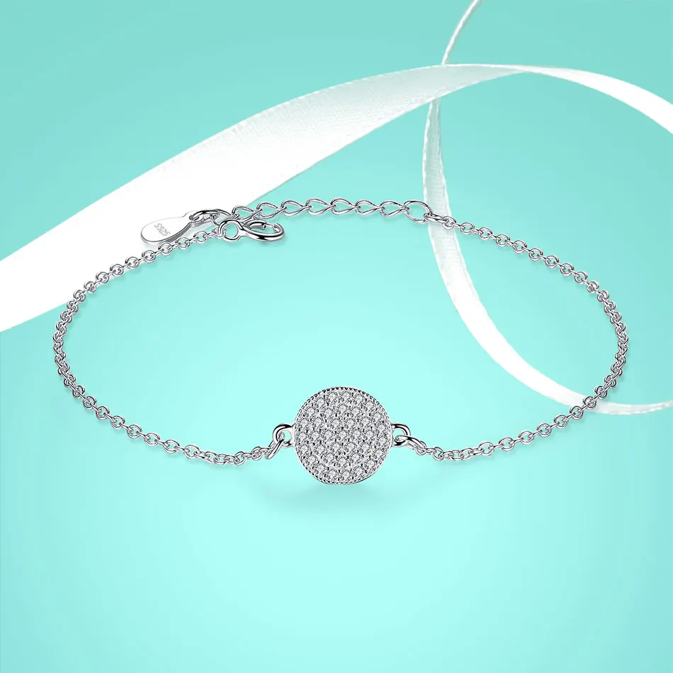 ELESHE роскошный 925 пробы серебряный браслет и браслет с кристальными круглыми бусинами браслет для женщин Прямая поставка