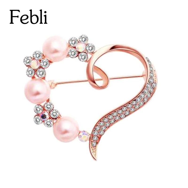 Febli сердце Форма Брошь платье украшает статью элегантные модные подарок имитация