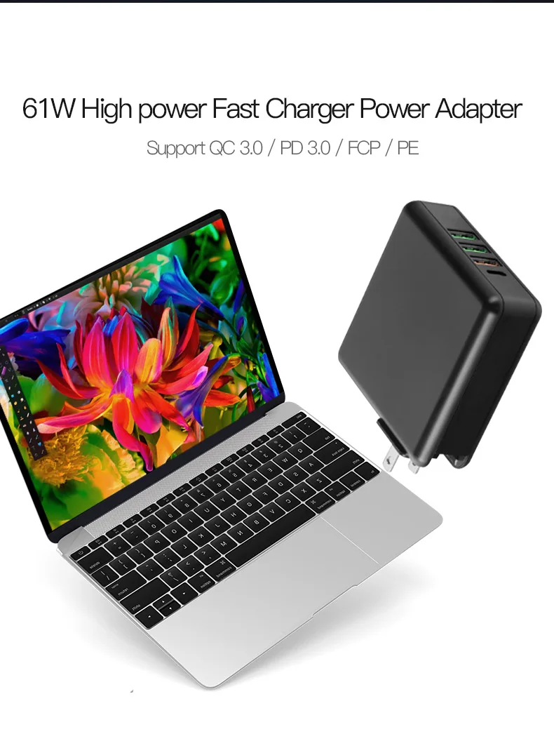 61 Вт PD type C USB быстрое зарядное устройство для ноутбука MacBook huawei адаптер питания быстрая зарядка 3,0 телефон планшет USB зарядное устройство США ЕС Великобритания 3 Разъем