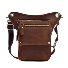 Винтаж из натуральной коровьей кожи человек поясная сумка Для мужчин талию мешок нога Fanny Pack сумка Мобильный телефон Камера инструмент наборы организовать сумки