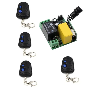 

Smart Home AC 220V Wireless Remote Control Switch 1CH Relay Module Receiver + 4 Remote Transmitter For LED Light Lamp 315/433Mhz
