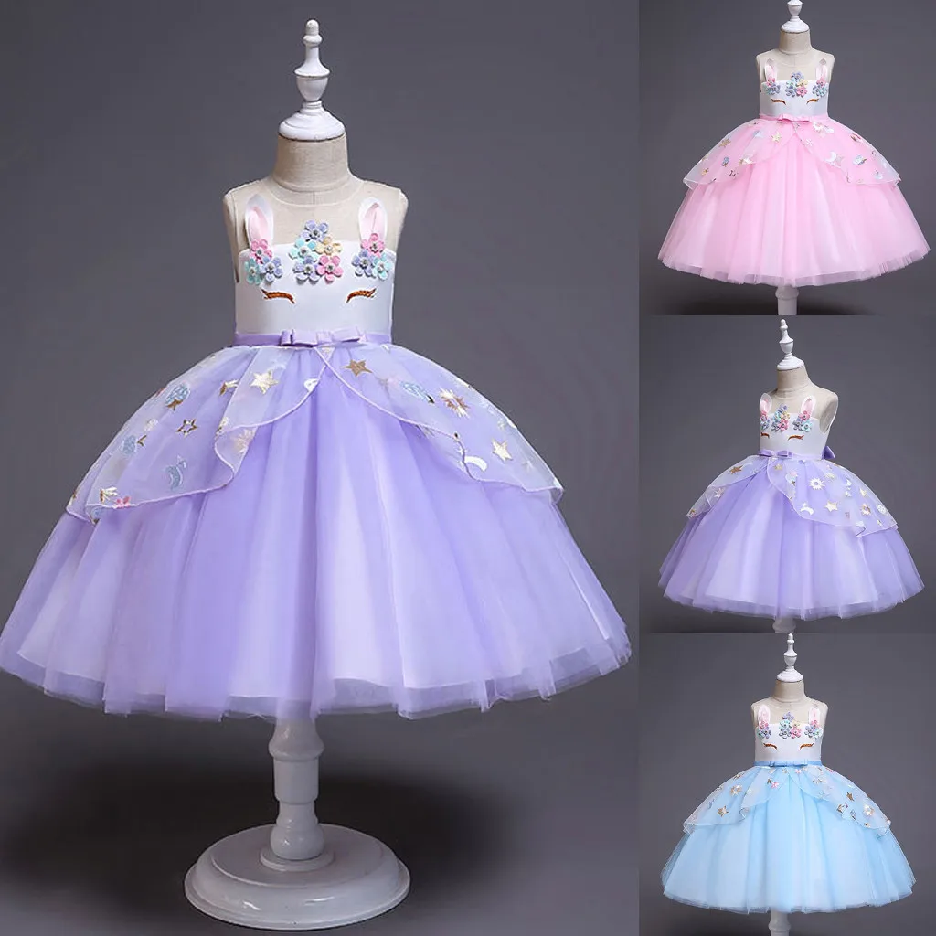 

O-neck Kids Dresses For Girls Summer Floral Children Girls Dresses Fashion And Casual Sleeveless Toddler Girl Party Dress