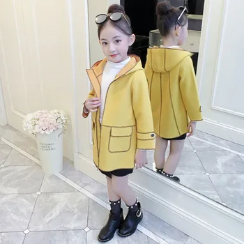 

Spring Girls Jacket Hooded Coat For Girls Candy Color Kids Outerwear Pockets Teenage Clothing For Girls 6 8 10 12 14 Years