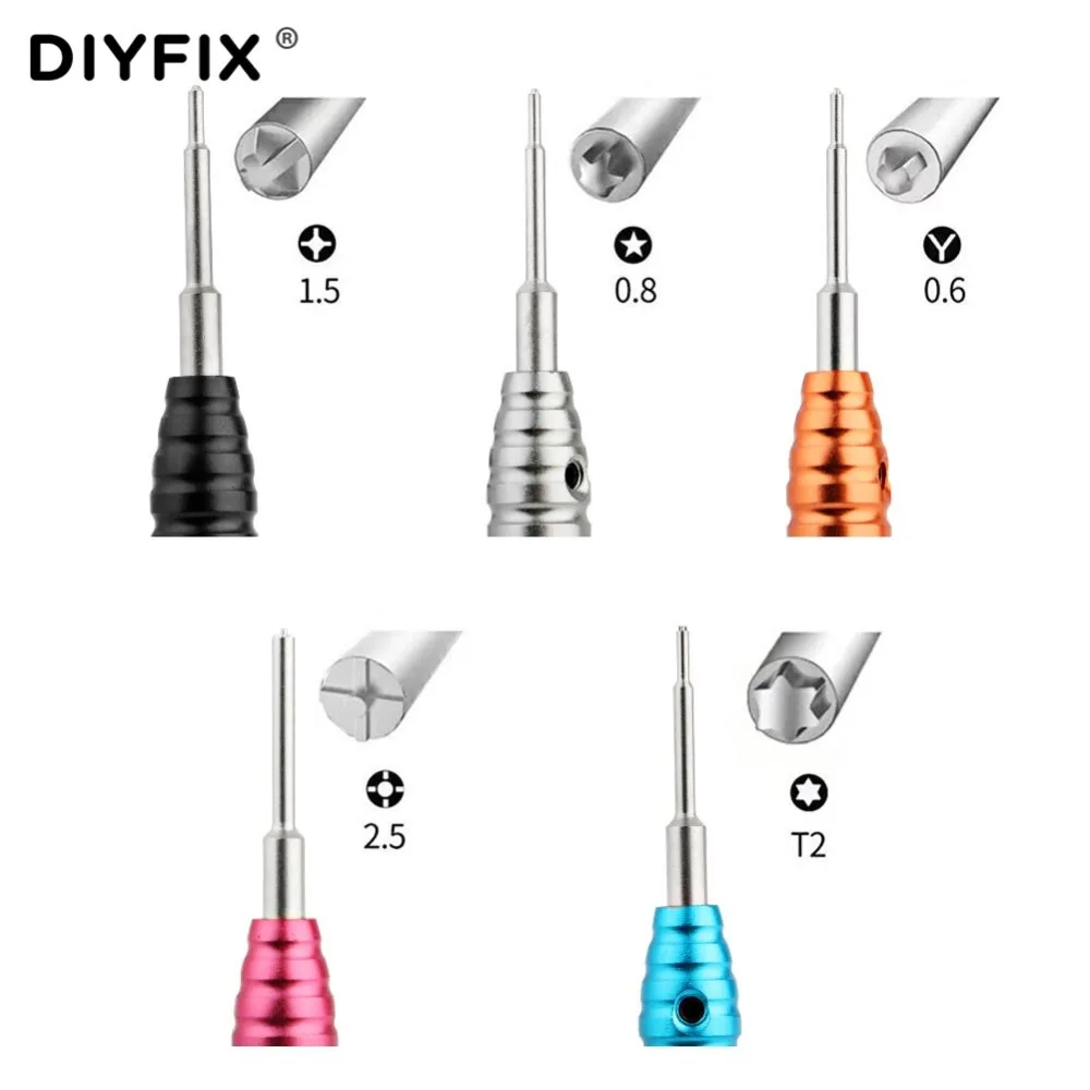 Прецизионная 3D отвертка DIYFIX Y0.6 0 8 Pentalobe 1 5 2 Cross T2 Torx для iPhone XR XS инструменты