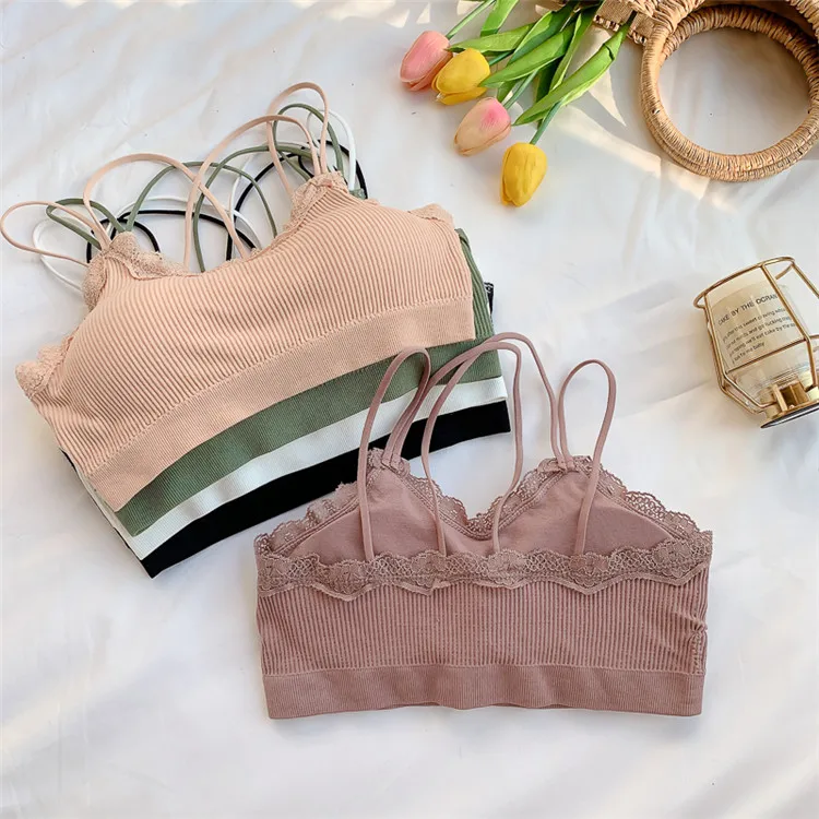 TERMEZY Bra Wire Free Bras For Women Thin Cotton Lace Bralette Seamless Thin Underwear Sexy Lingerie Soft Bras For Women (3)