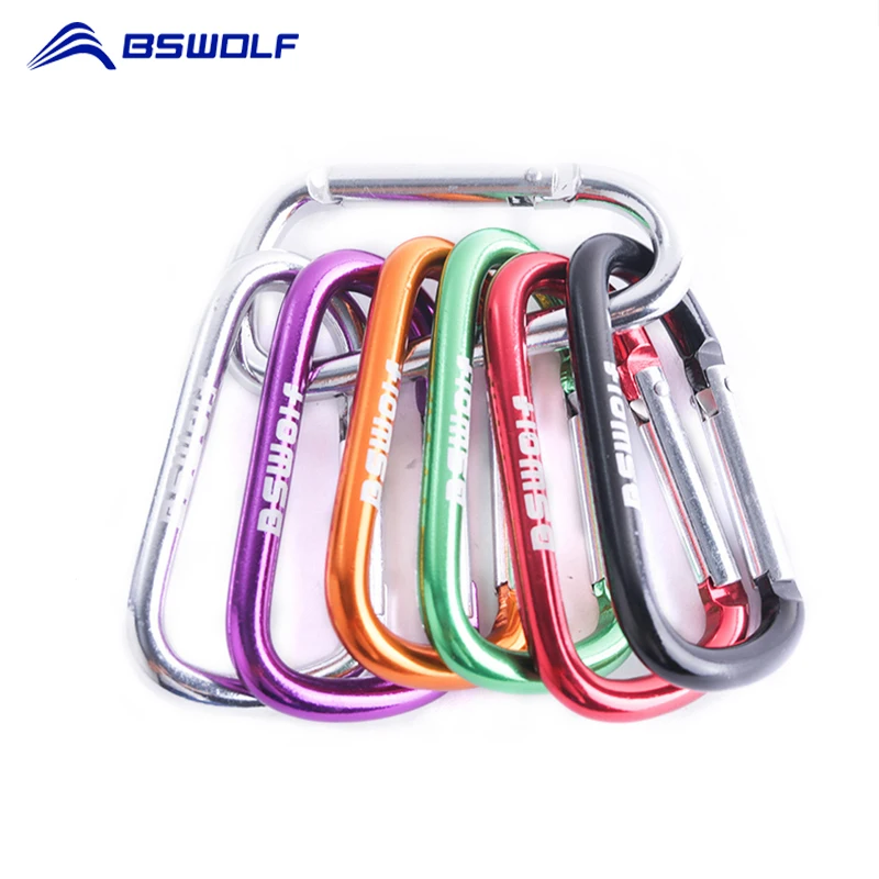 

BSWolf 5pcs/set Aluminium Alloy Camping D Shape Ring Climbing Carabiner Clip Hook Keychain Snap Key Ring Outdoor Tools