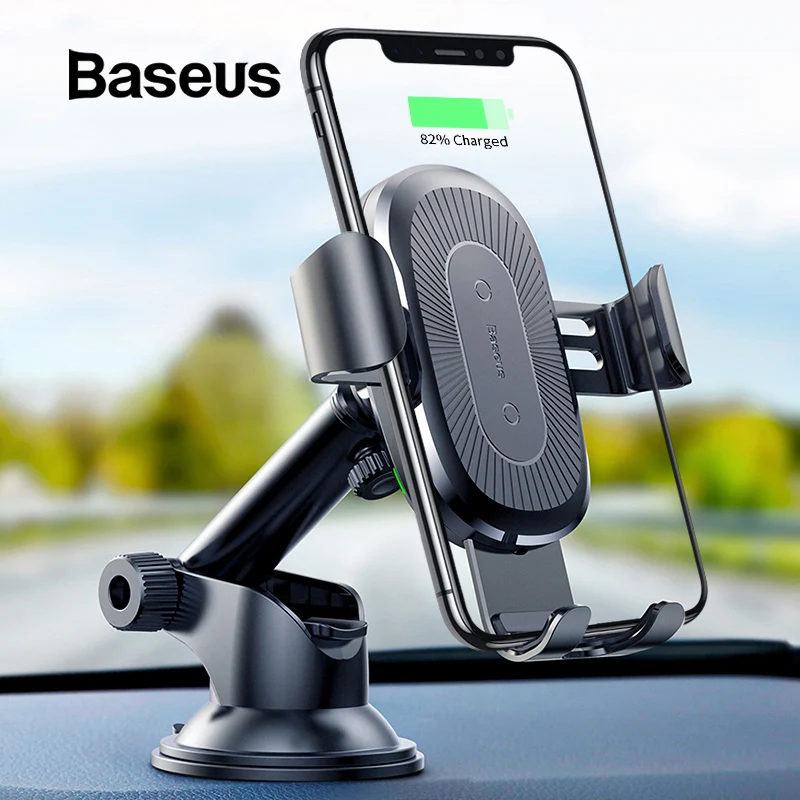 

Baseus 2-in-1 Car Wireless Charger Holder For iPhone X Xs Max Samsung Note9 S9 S8 Fast Wireless Charging Suction Phone Holder