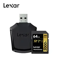 Оригинальный Lexar 2000x UHS-II карты 32 GB SD Card Class10 U3 SDHC SDXC 64 GB карта памяти 128 ГБ sd-карта с SD UHS-II reader