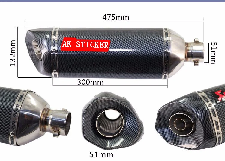 Universal 51mm Big Size Motorcycle Muffler Exhaust with Double Exhaust Hole Z800 CB1300 CF150