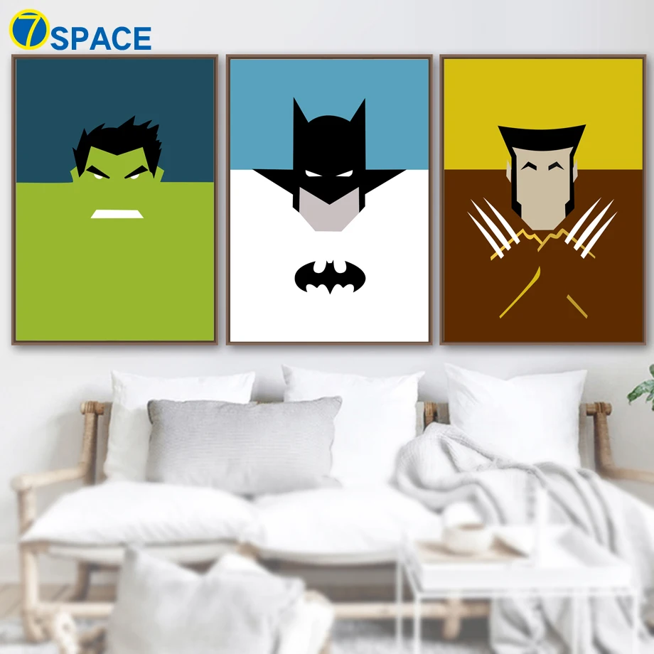 Iron Man Hulk Batman Wolverine Nordic Posters And Prints Wall Art Canvas Painting Wall Pictures For Baby Boy Room Pop Art Decor