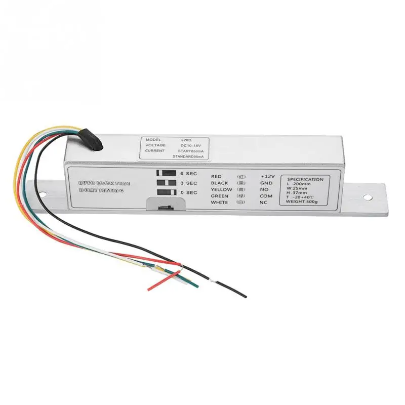 

5 Wires Metal Electric Bolt Lock Magnetic Electronic Door Lock Low Temperature With Time Delay For Access Control System Safety