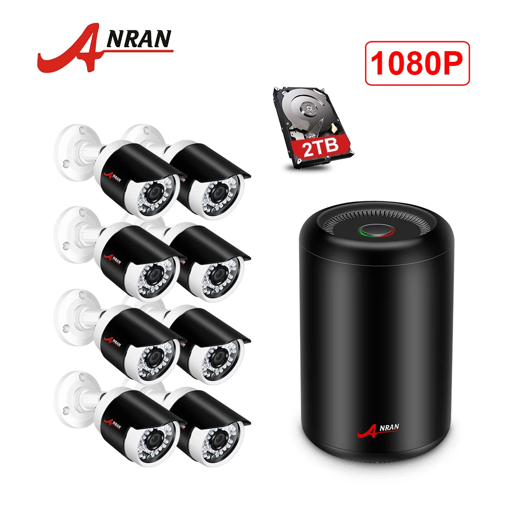 

ANRAN New Desgin 2MP HD 8 Channel Cylinder NVR Kit PoE NightVision Network IPCamera 36IR Leds Outdoor P2P Video Surveillance Kit