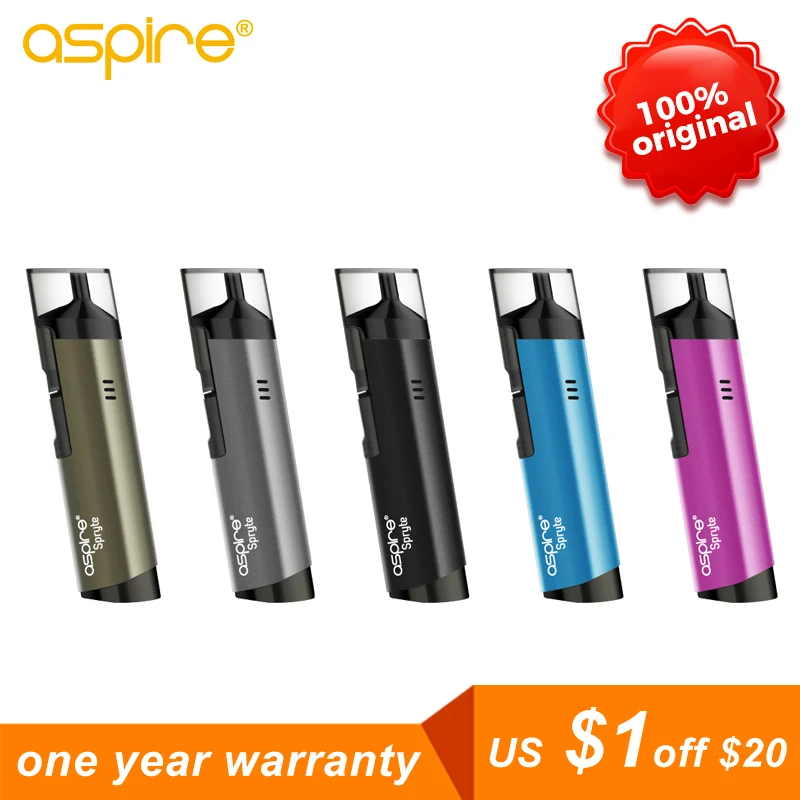

Aspire Spryte AIO Vaper Kit 1.8ohm/1.2ohm Nic Salt with 3.5ml Capacity vape Tank 650mAh Built in Battery Electronic Cigarettes