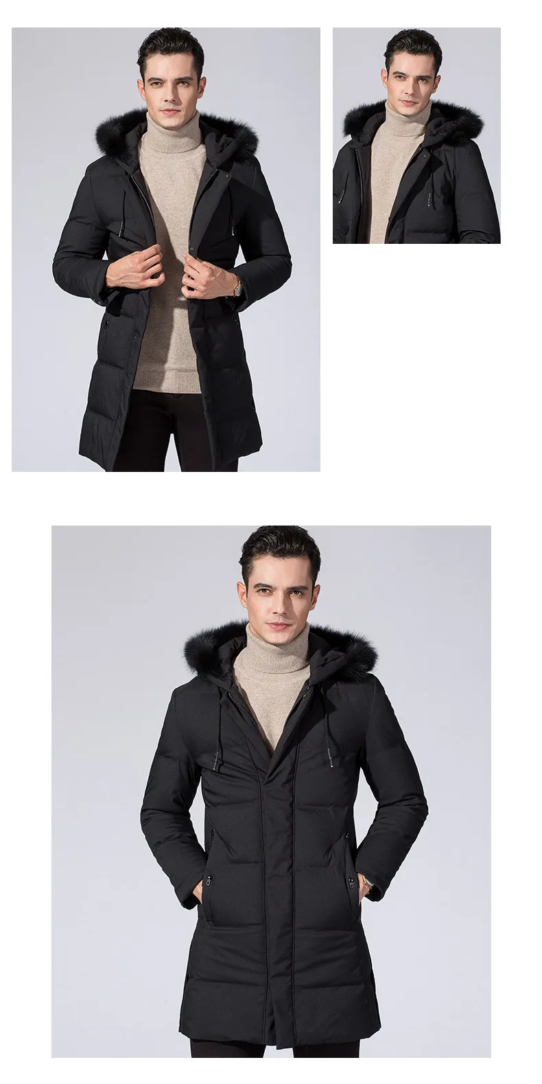 2018 зимние Для мужчин высокого качества с капюшоном 90% белая утка пуховая куртка Для мужчин s зимние куртки-пуховики Для мужчин, для мужчин