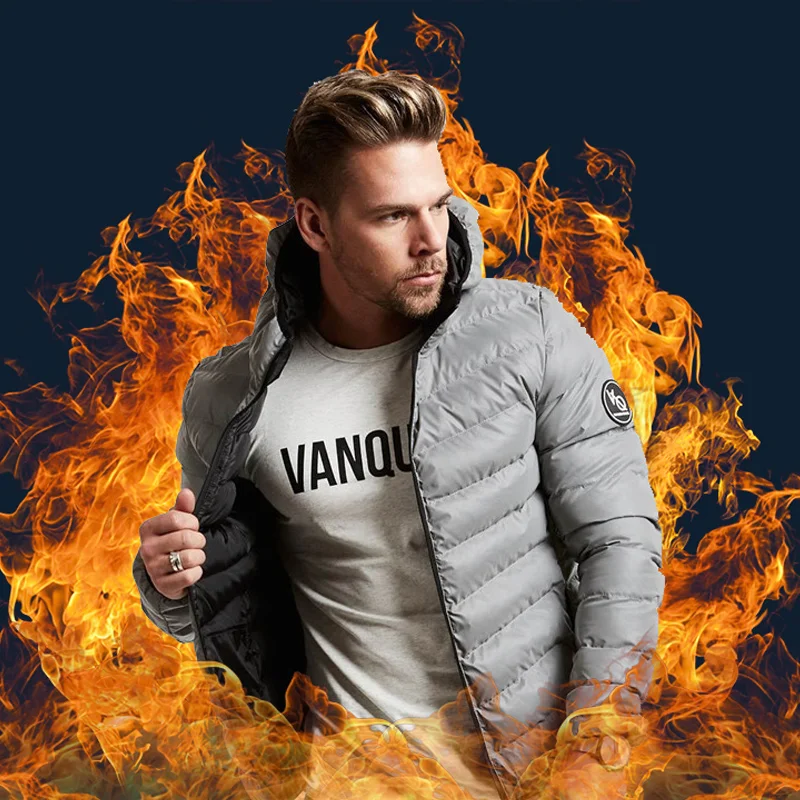

2019 winter Vanquish Fitness men ultra thin light VQ Cotton clothing Hooded down Hoodies solid male Outerwear coats