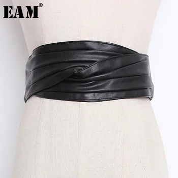 

[EAM] Stylish Simple Sytyle Long Width Soft Leather waist Belt Women New Fashion Tide All-match Spring Autumn 2020 LI063