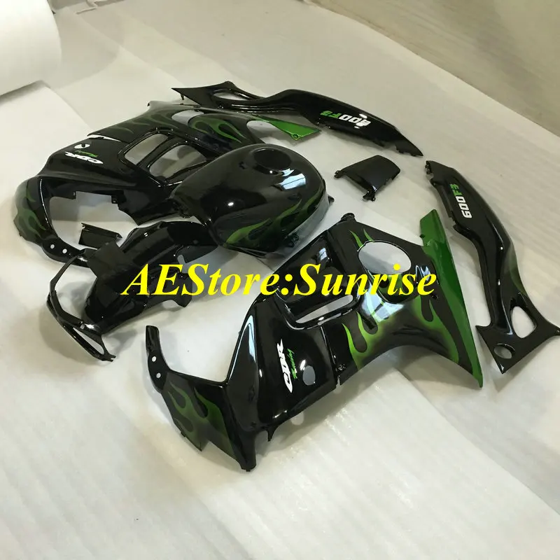 ABS обтекатель комплект для HONDA CBR600F3 97 98 CBR600 F3 CBR 600F3 1997 1998 600 зеленое пламя черное
