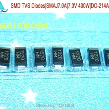 100 шт./лот) SMAJ7.0A SMD TVS Диоды 7 в 600 Вт, SMA однонаправленный, подавители переходных напряжений, трансзорб, DO-214AC