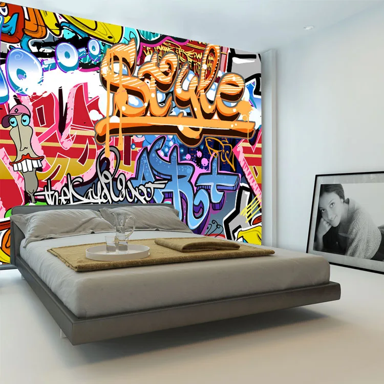Kids Bedroom Graffiti wallpaper custom picture - more detailed picture about graffiti Kids Bedroom Graffiti wallpaper custom picture - more detailed picture about graffiti
