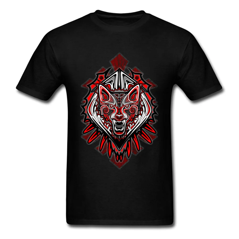 Мужская футболка с короткими рукавами Wolf Tattoo Style хлопковая Футболка круглым