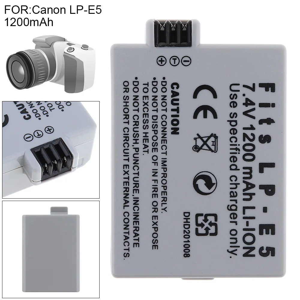 LP-E5 7,4 В 1200 мАч литий-ионный Перезаряжаемые Камера Батарея для Canon 450D 500D 1000D поцелуй X3 поцелуй F Rebel Xsi литиевая Батарея
