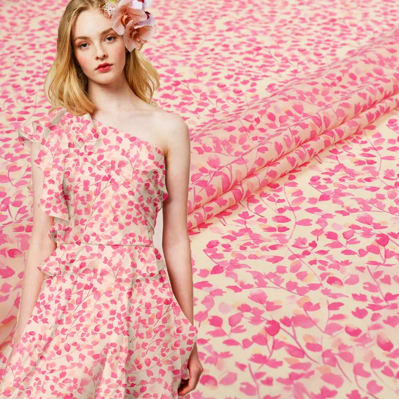 

Soft pink tree lost its crepe georgette pure silk fabric for silk dress bazin riche getzner telas por metro tissu tissus tecidos