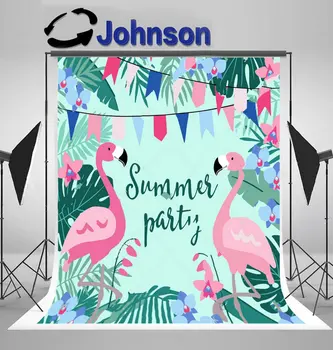 

Jungle Palm Leaves Orchid Flowers Flamingo Birds Tropical Jungle backdrops Vinyl cloth Computer print party background