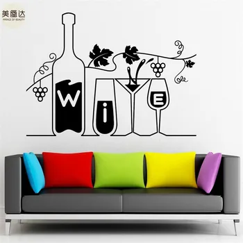 

Wine Vinyl Decal Drink Bar Restaurant Kitchen Grapes Wall Stickers for Furniture Window Modern Plastic Single-piece Package LIPC
