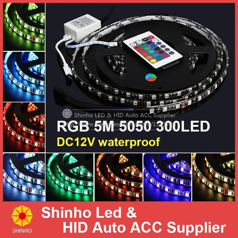 Best price ! RGB LED Strip 5050 Flexible Light 60LED/M 300LED 5M SMD IP65 waterproof + 24key IR Remote Controller | Автомобили и