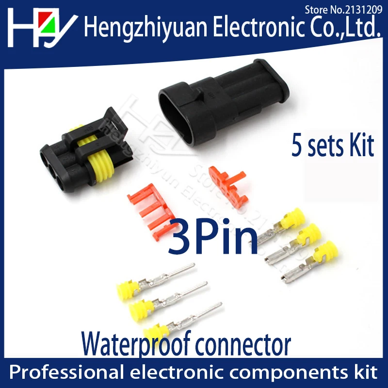 Комплект Hzy 2 pin 1 3 4 5 6 pins 18-15 AWG Way AMP супер уплотнение водонепроницаемый электрический провод разъем для автомобиля водонепроницаемый разъем