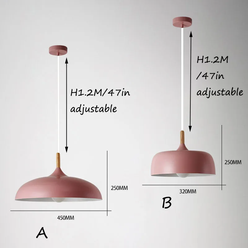 Nordic Hanging 6 Colors Pendant Light Post Modern Aluminium Solid Wood Pendant Lamp Dining Restaurant Cafe Pendant Light (3)