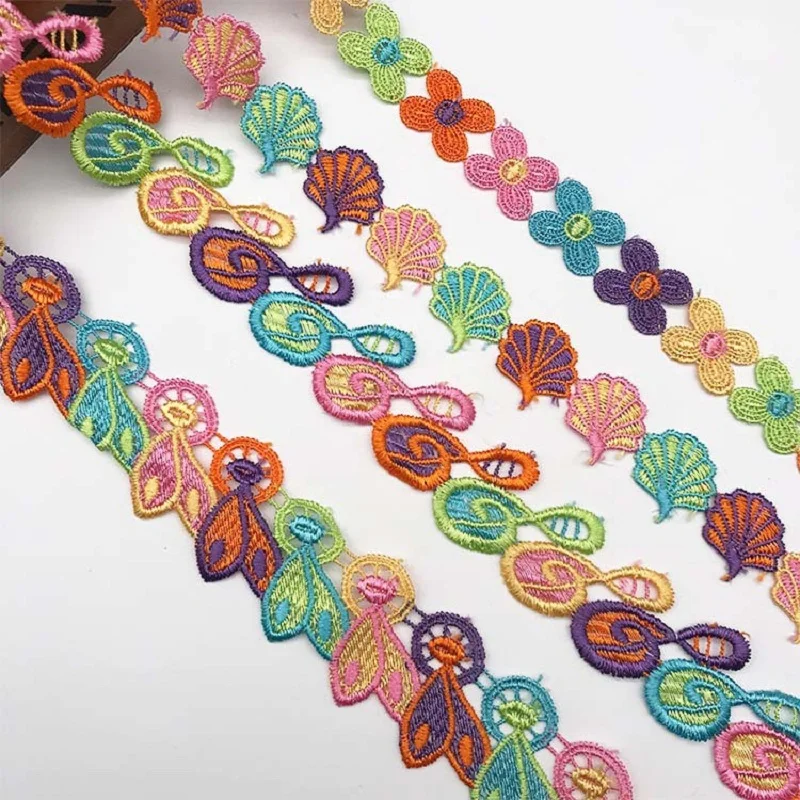 Разные стили 2 ярда вышитая Цветочная кружевная отделка из полиэстера свадебная