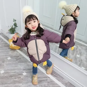 

0-4Y new 2018 winter girls thick warm patchwork jacket with hood 1pc cotton-padded girls winter jacket kids winter warm clothing