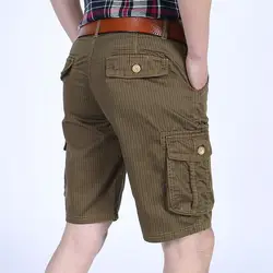 Летние шорты мужские повседневные полосатые с несколькими карманами мужские s шорты модные длиной до колена талии Хлопковые Бриджи