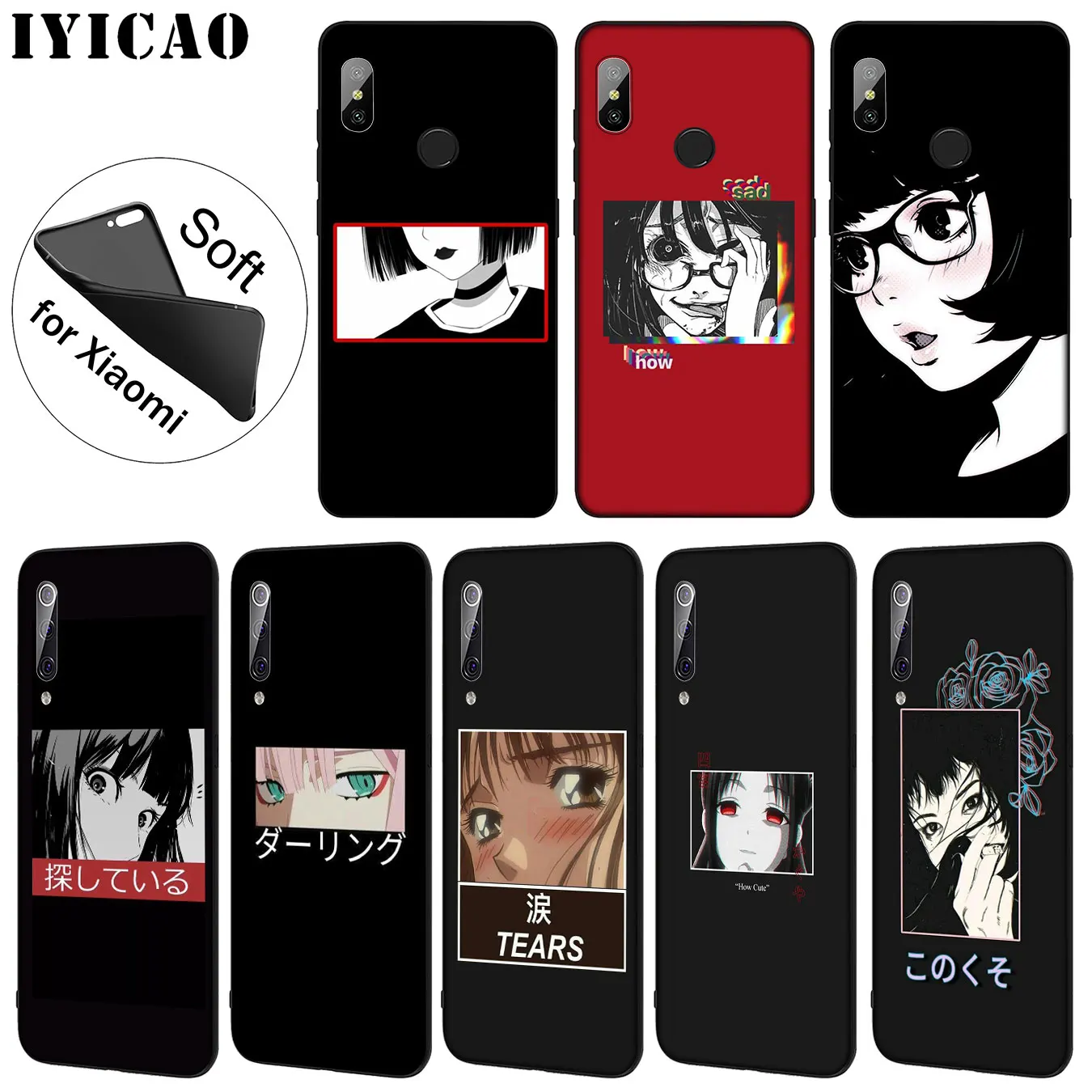 

IYICAO stare japanese Soft Silicone Phone Case for Xiaomi Mi 9 SE 9T CC9 CC9E 8 A3 Pro A1 A2 Lite pocophone f1 MAX 3 mi9 mia2