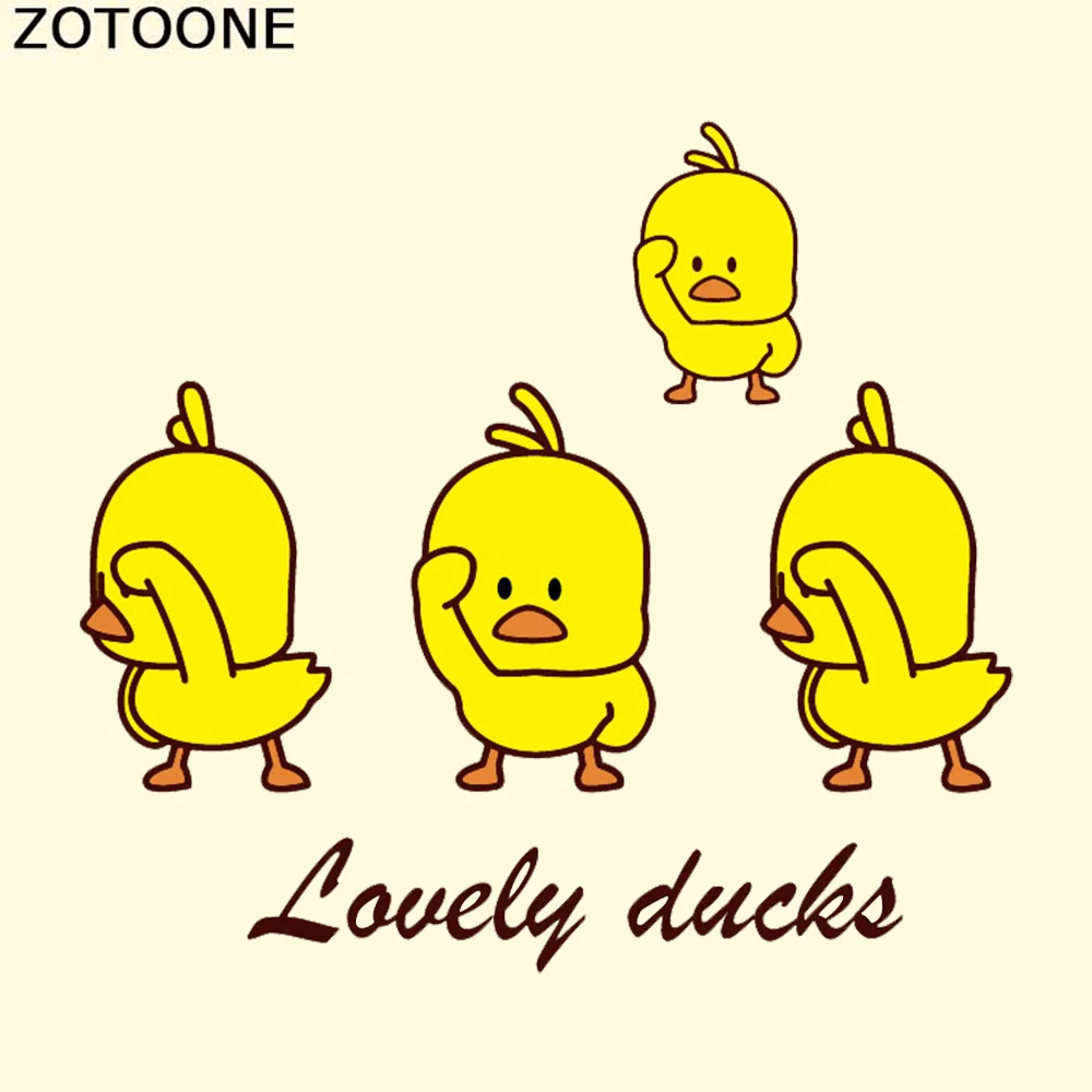 

ZOTOONE Iron on Patches DIY 1pcs Cartoon Animals Little Yellow Duck Iron on Transfer Patches for Clothing Thermo Stickers E