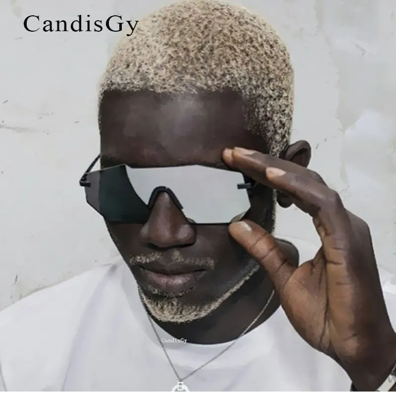 

Fashion 2019 Male Cool Robot Vintage Style Sunglasses Men Flat Lens Rimless Irregular Square Women Sun Glasses Oculos Gafas