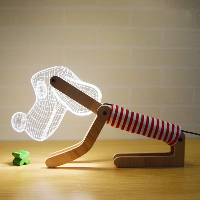 3D Cute Dog Table Lamp Wood Support Acrylic Lampshade USB Dimming Adjustable Posture LED Desk Light Children Kids Birthday Gift (3)