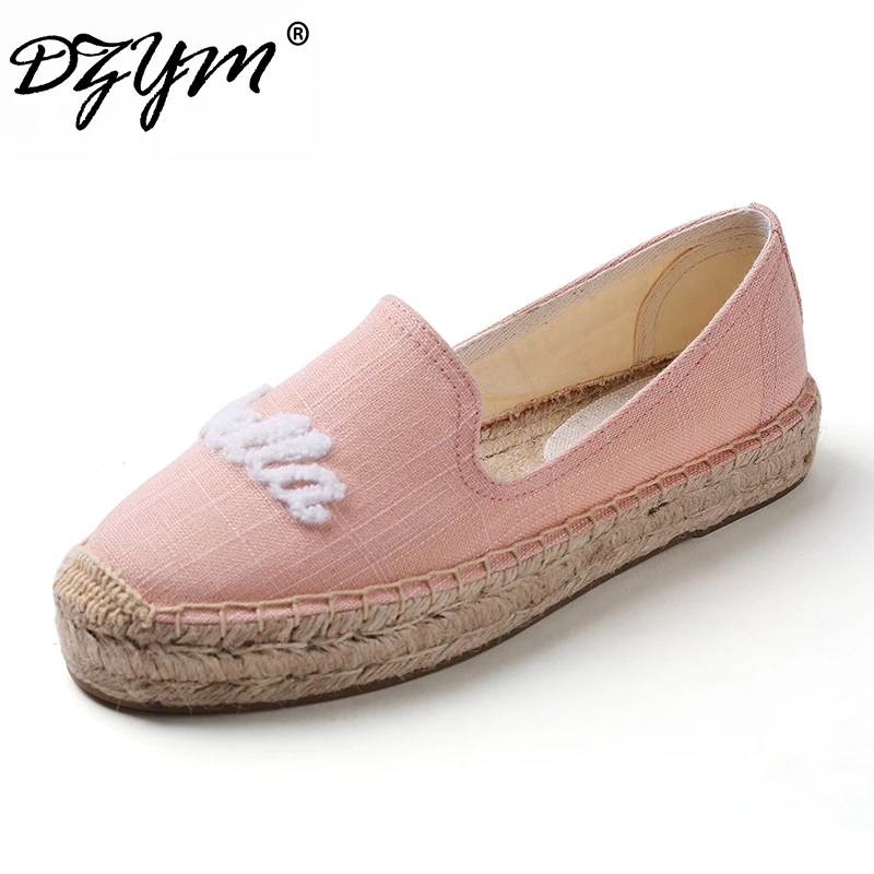 DZYM 2018 Summer Italian Embroider Bella Ciao Sewing Canvas Espadrilles Women Flats Fishermen Shoes Hemp Moccasins Flax Loafers dzym 2018 new summer fashion canvas espadrilles women loafers hand made embroidery flats high quality linen hemp zapatos mujer