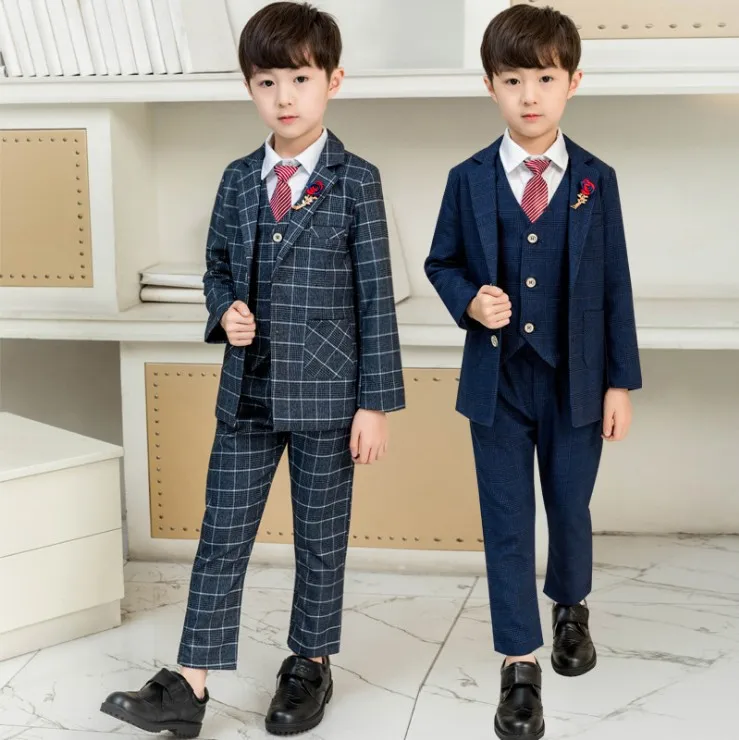 Детские костюмы для мальчиков школьные детские в клетку английском стиле костюм