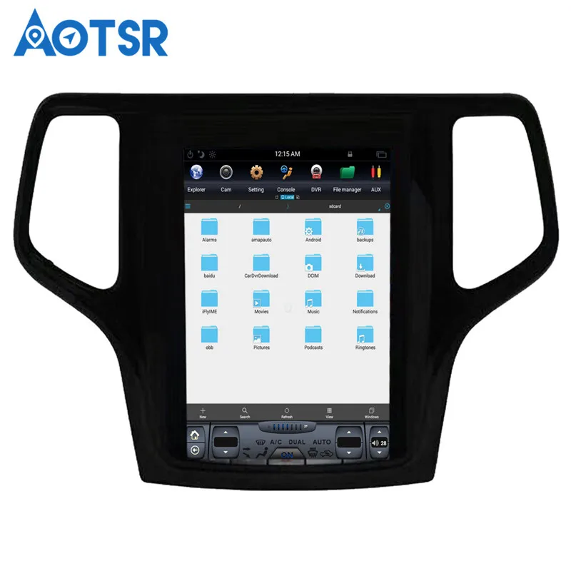 Excellent Aotsr Android 7.1 Tesla style Car GPS Navigation For JEEP Grand Cherokee 2014-2018 gold and black No DVD multimedia player 25