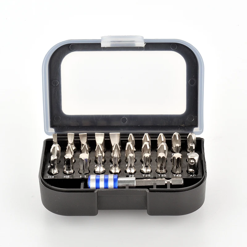 

31pcs Screwdriver Bit Set 1/4 Inch Hex Shank Torx Slotted Hex Phillips Pozidriv Bits Magnetic Quick Release Extension Adapter