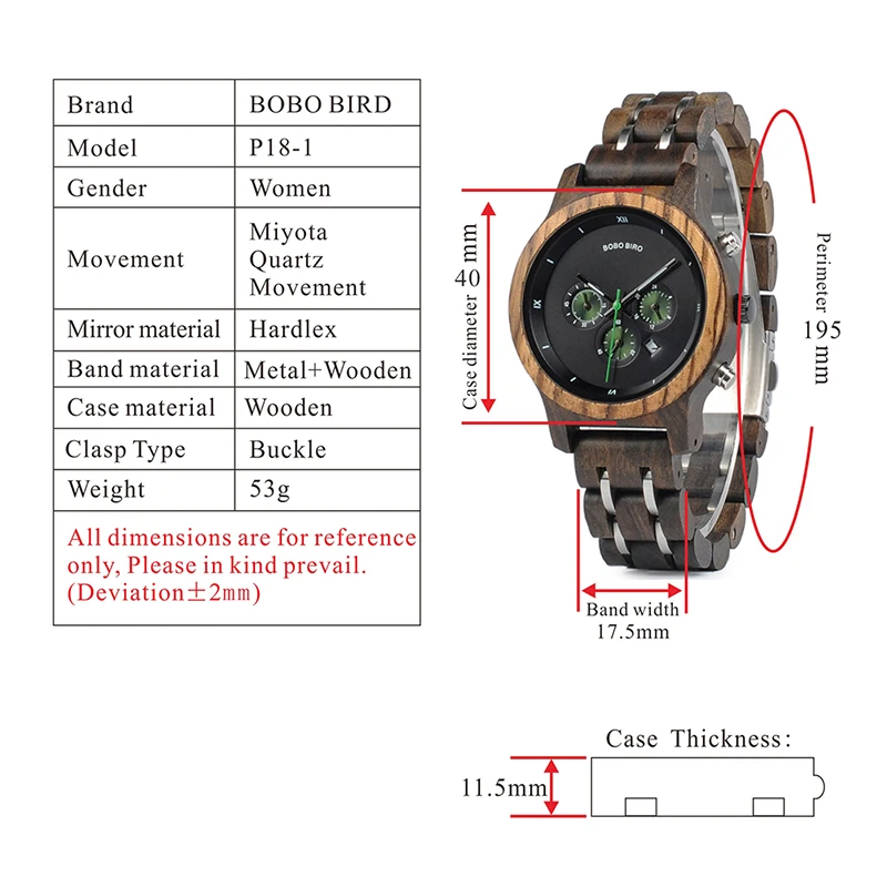 Бобо птица Для женщин роскошные деревянные часы функциональные секундомер saat с датой Дисплей Новый Дизайн relogio feminino всего C-P18