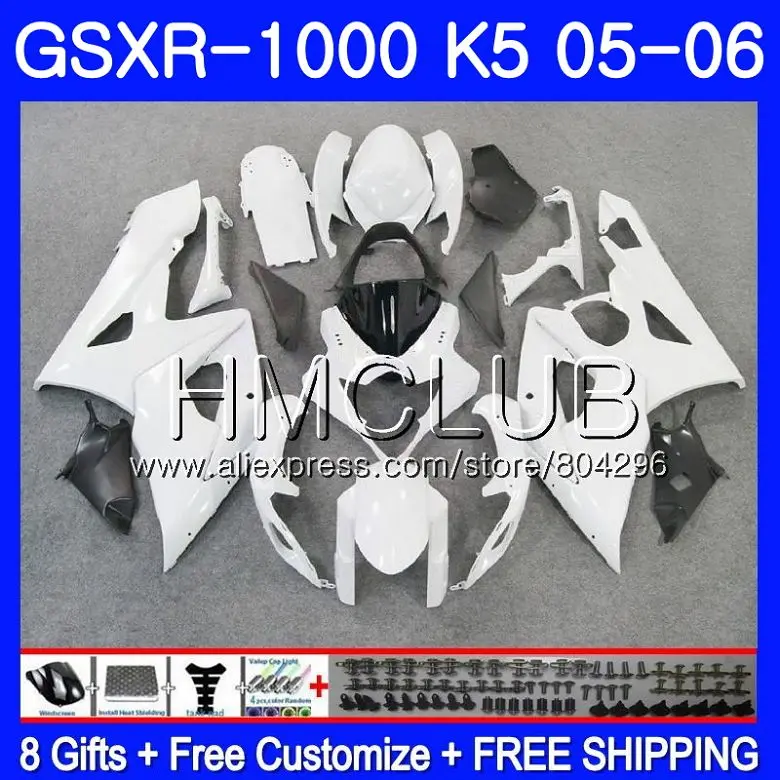 

Bodywork For SUZUKI GSXR-1000 GSXR 1000 05 06 Bodys 33HM.18 GSX-R1000 GSX R1000 05 06 K5 GSXR1000 Glossy white 2005 2006 Fairing