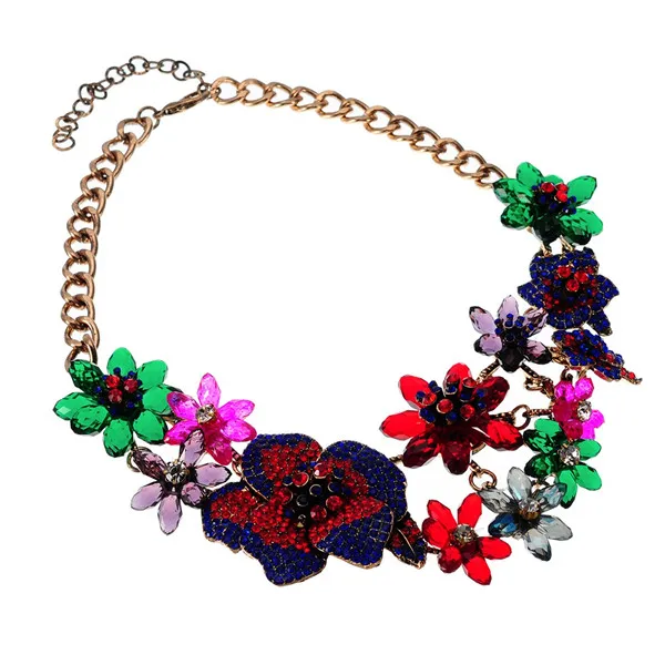 5 цветов, модное Ювелирное Украшение, блестящее Хрустальное колье, массивное ожерелье с подвеской