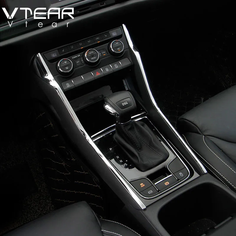 

Vtear For Skoda Kodiaq Interior Mouldings Central console control car-styling chrome decoration trim Accessories parts 2017-2019