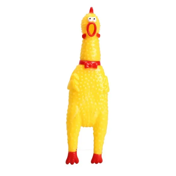 Горячая 16 см Желтая резиновая кричащая курица собака игрушка Щенок жевательный писк вентиляционные игрушки - Цвет: Цвет: желтый